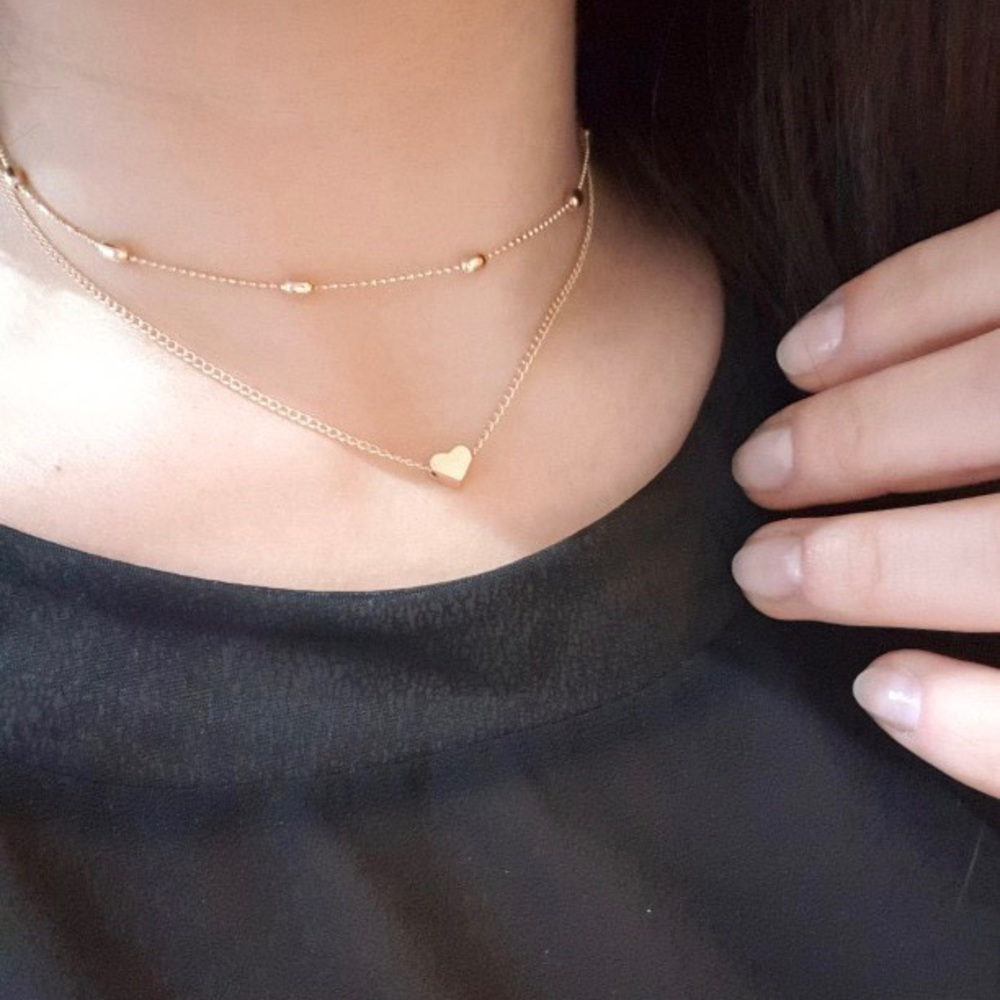 ❗️2 for $10❗️Gold Double Layer Heart Necklace - Picture 4 of 8
